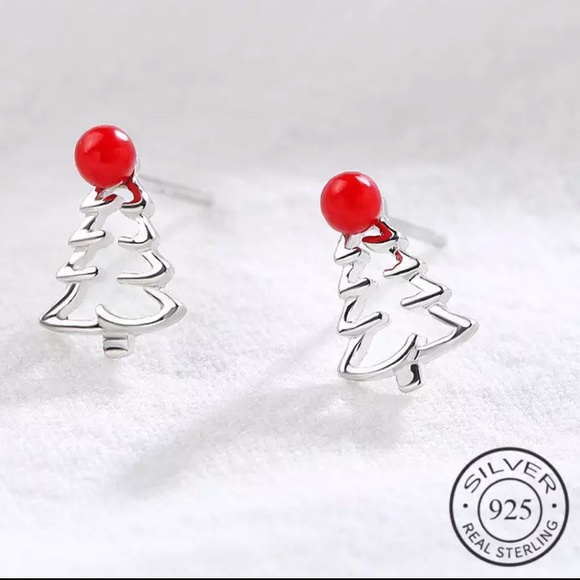 Jewelry - 925 sterling silver Christmas tree stud earrings